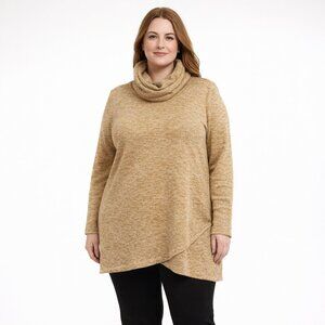 Lands' End Cowl Neck Pullover Sweater Fleece Tunic Size 1X 16W-18W